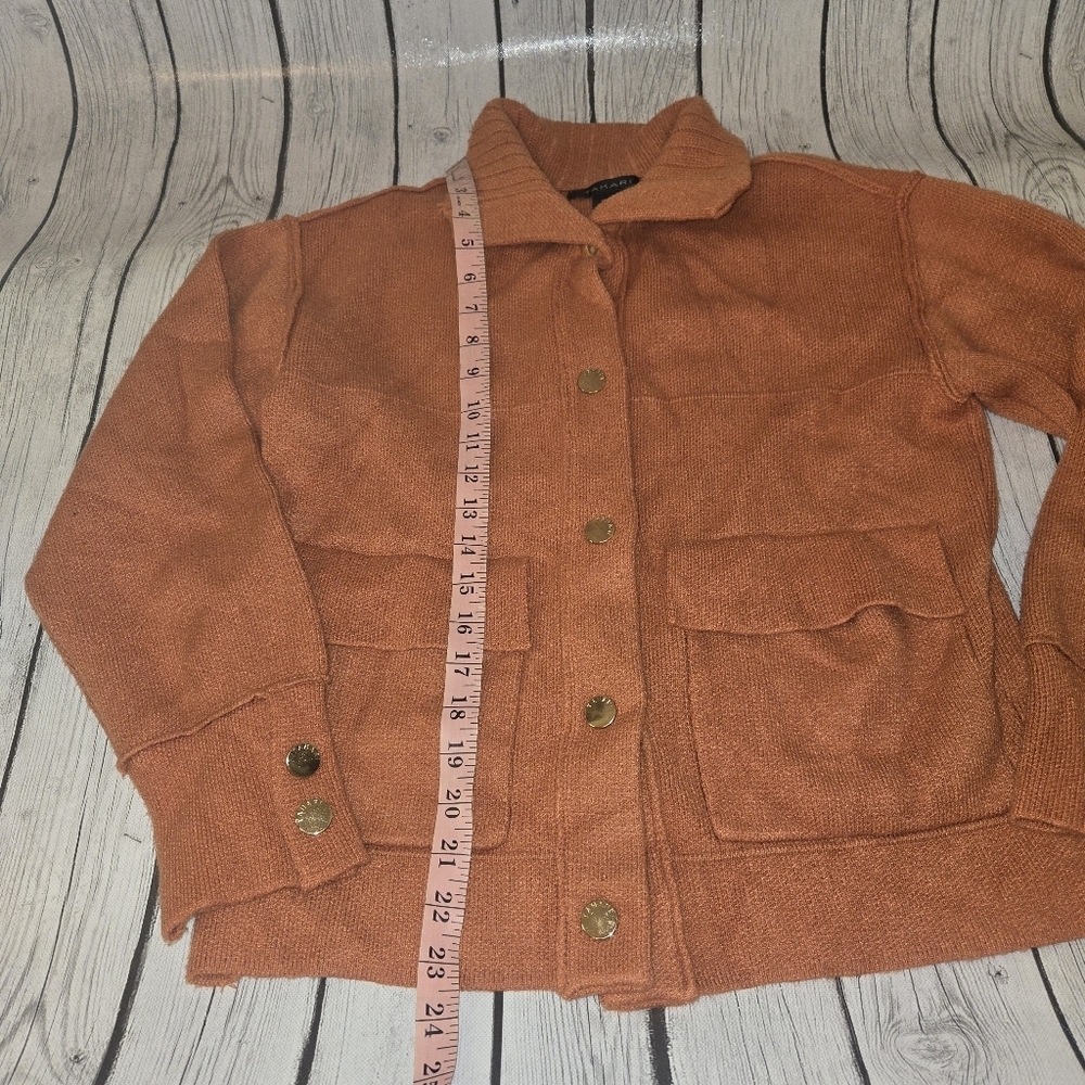 Tahari Jacket Womens XS Orange Long Sleeves Button Up Heavyweight Collared - Picture 5 of 8